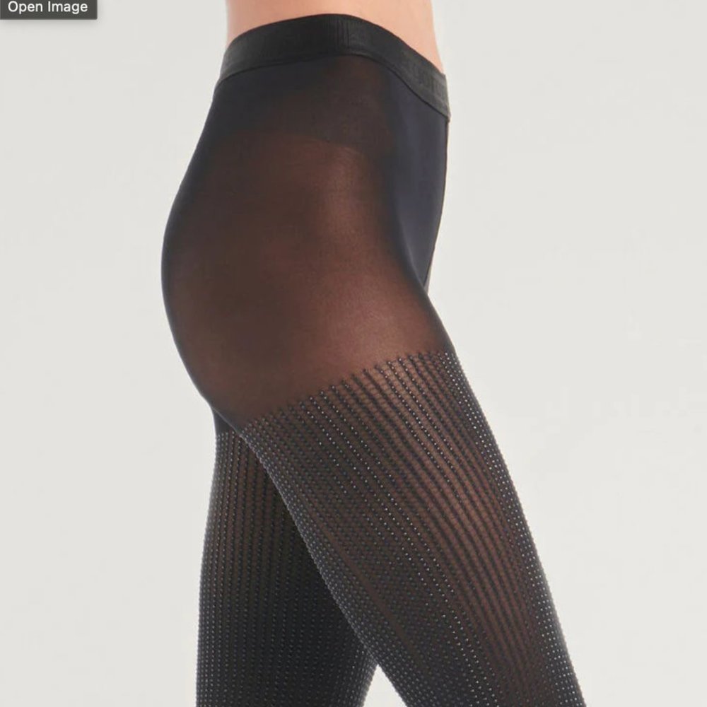 ❤️ WOLFORD $515 SERGIO ROSSI STUDS EMBELLISHED TIGHTS BLACK MEDIUM SPECIAL EVENT - Picture 4 of 11